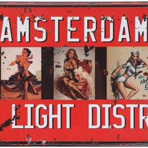 Amsterdam Red Light District Retro Vintage Car Plate Image